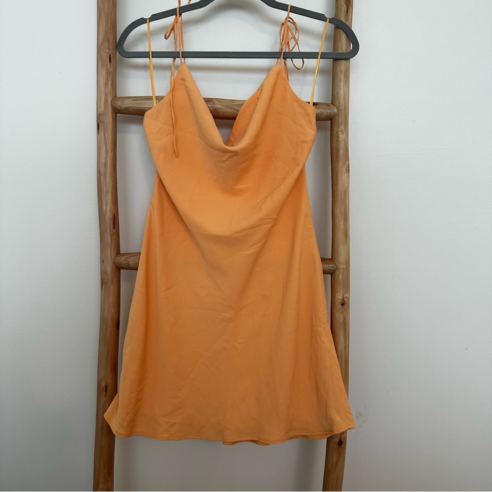 Abercrombie & Fitch Orange Mini Crow Neck Slip Dress